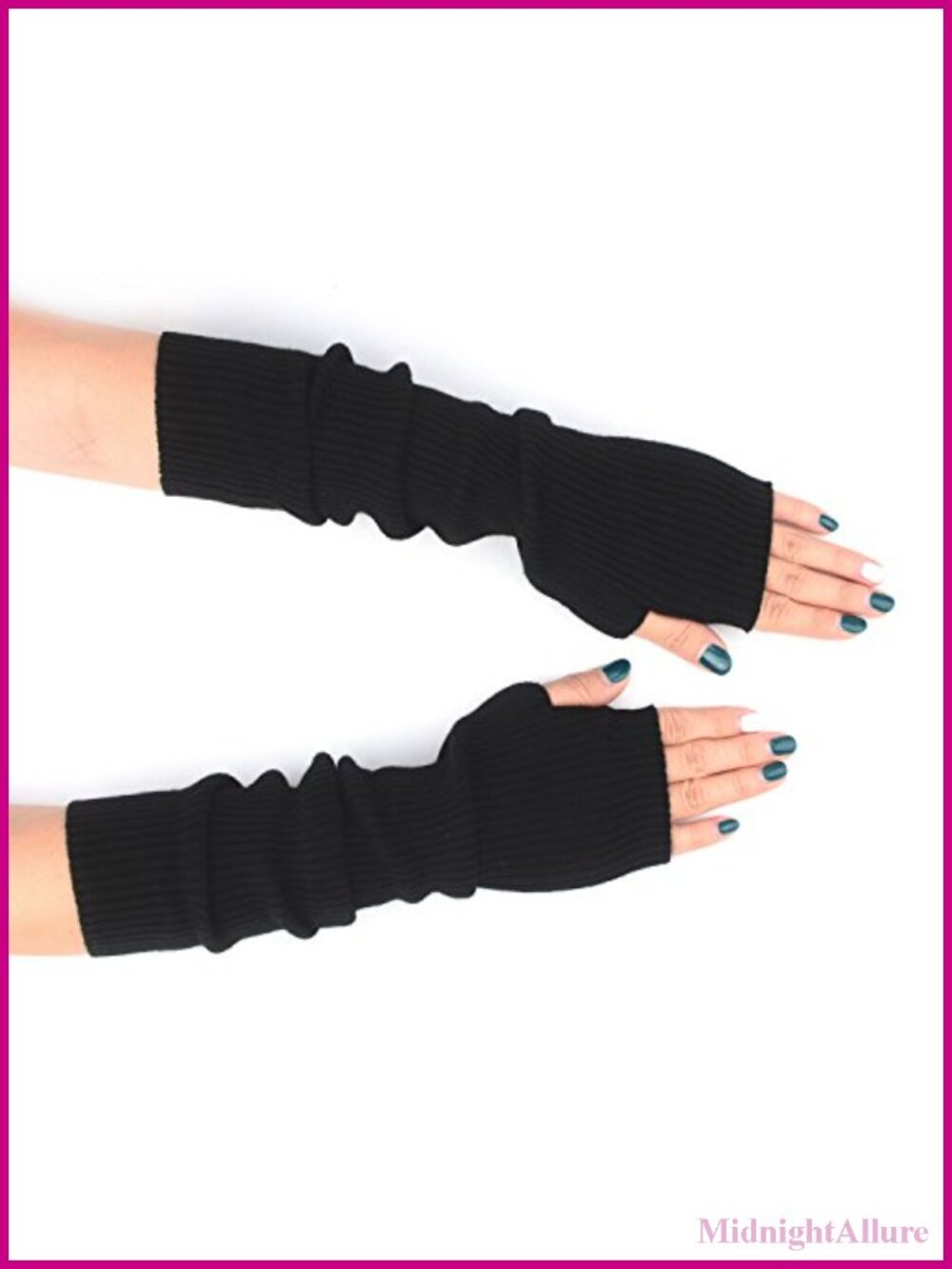 Cashmere Blend Fingerless Long Arm Warmers Thumb-Hole Knit